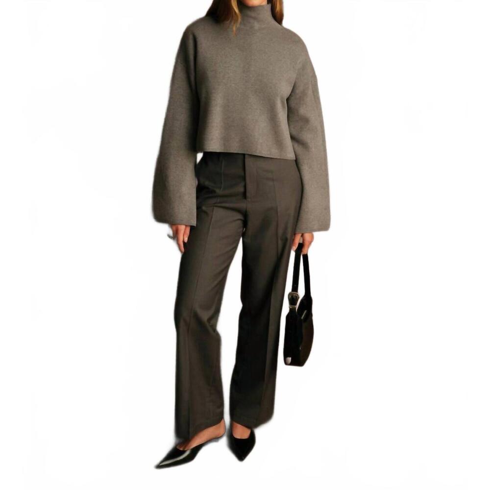 NEW DELUC chuck turtleneck sweater in grey melange - Picture 4 of 6